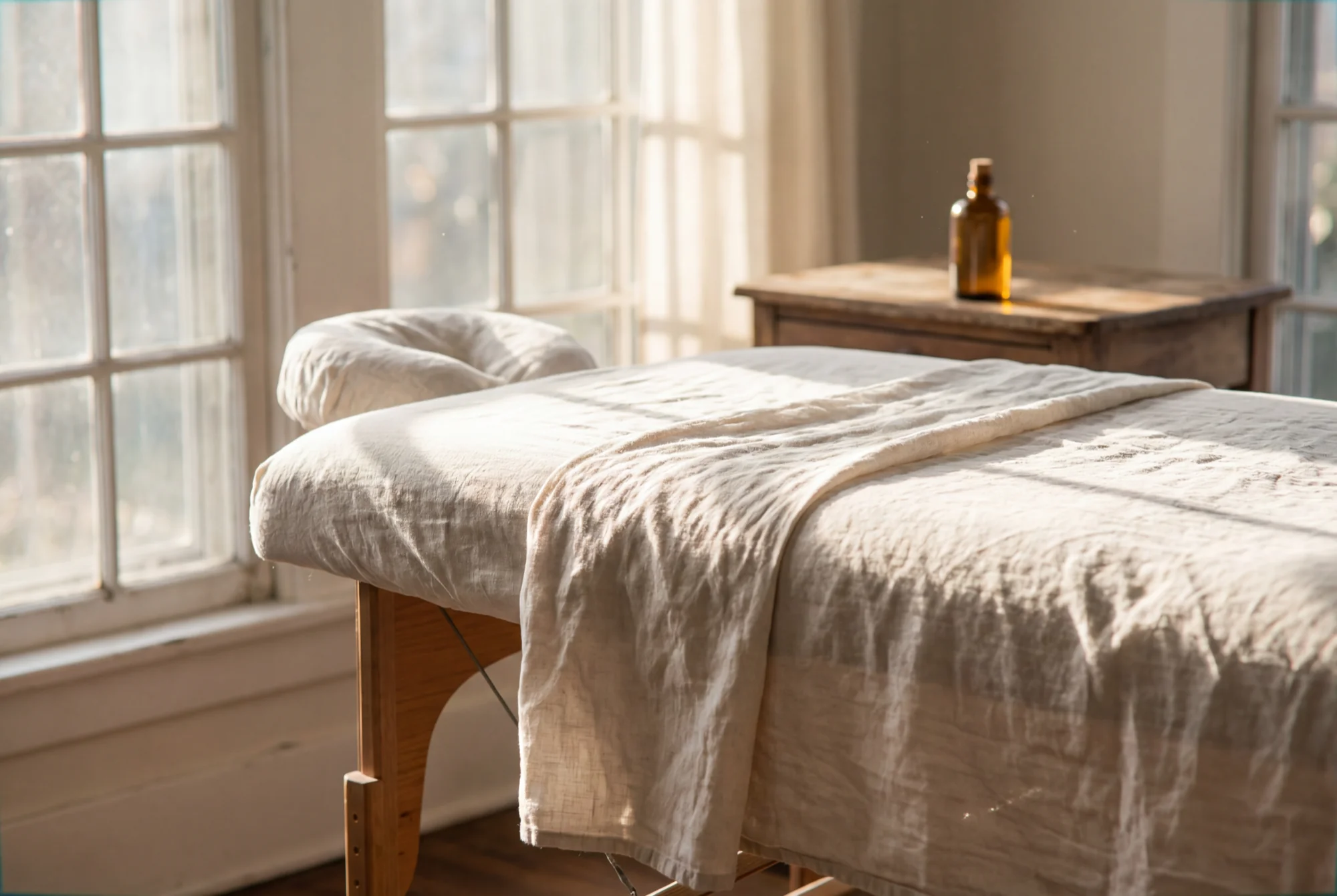 Airnergy® Breathing Experience — treatment table in morning light
